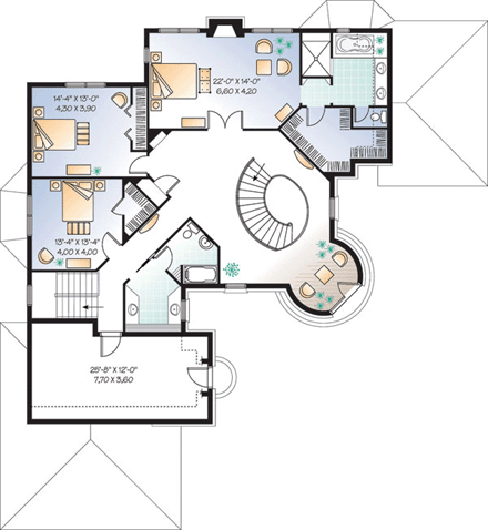 Victorian House Plan 65361 with 3 Beds, 3 Baths, 2 Car Garage Second Level Plan