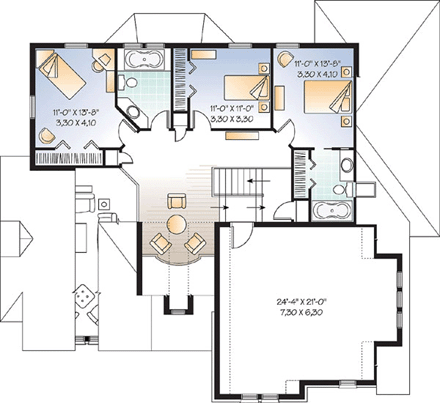 Victorian House Plan 65362 with 4 Beds, 4 Baths, 2 Car Garage Second Level Plan