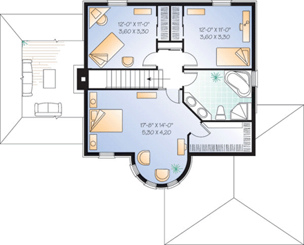 Victorian House Plan 65365 with 3 Beds, 2 Baths, 2 Car Garage Second Level Plan