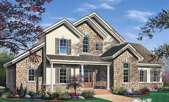 Contemporary, Traditional House Plan 65368 with 3 Beds, 3 Baths, 2 Car Garage Elevation