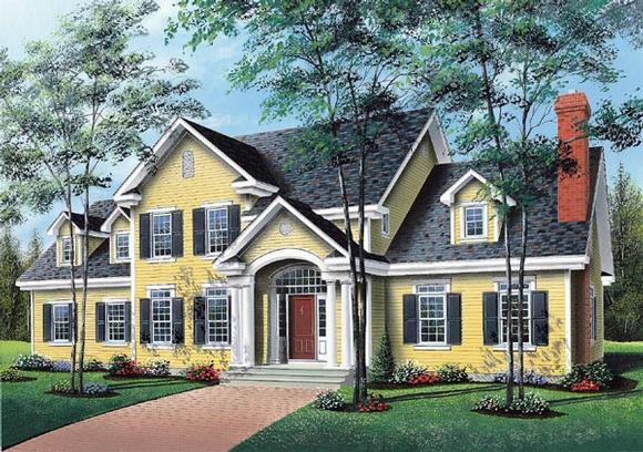 Colonial, Traditional House Plan 65371 with 4 Beds, 4 Baths, 2 Car Garage Elevation