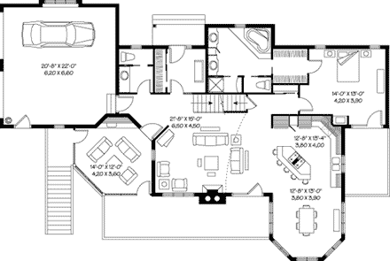 Coastal, Contemporary, Traditional, Victorian House Plan 65382 with 4 Beds, 4 Baths First Level Plan
