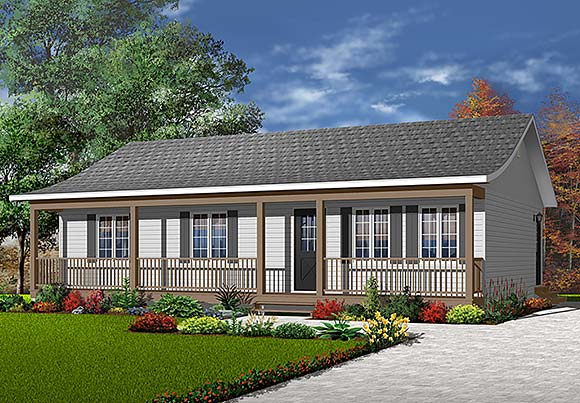 One-Story, Ranch, Traditional House Plan 65383 with 3 Beds, 1 Baths Elevation