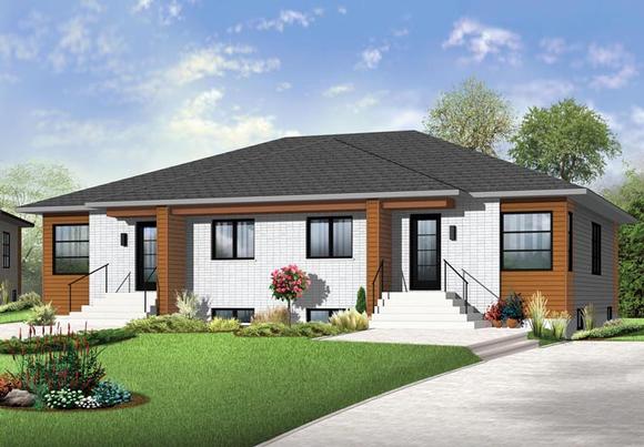 Contemporary Multi-Family Plan 65384 with 4 Beds, 2 Baths Elevation