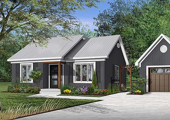 One-Story, Ranch House Plan 65387 with 2 Beds, 1 Baths Elevation