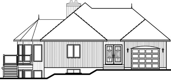 Bungalow, Contemporary, Craftsman House Plan 65390 with 3 Beds, 3 Baths, 1 Car Garage Rear Elevation