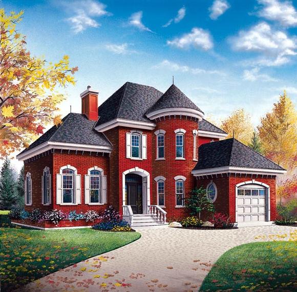 European, Victorian House Plan 65402 with 3 Beds, 2 Baths, 1 Car Garage Elevation