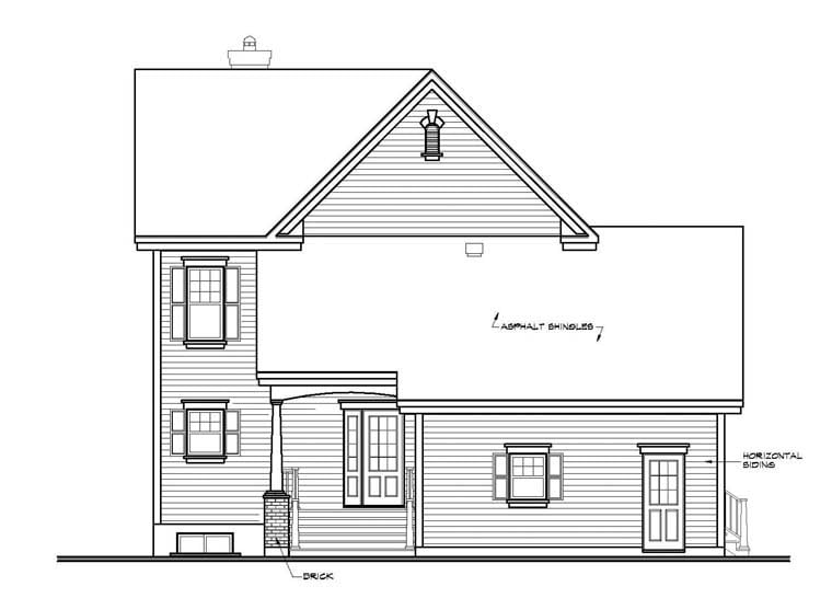 Country, Southern House Plan 65423 with 4 Beds, 4 Baths, 2 Car Garage Rear Elevation