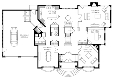 Contemporary, Southwest House Plan 65424 with 4 Beds, 4 Baths, 2 Car Garage First Level Plan