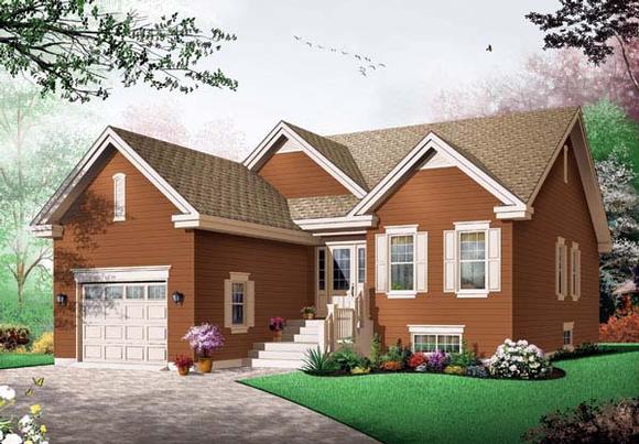 Bungalow, Country House Plan 65436 with 3 Beds, 1 Baths Elevation