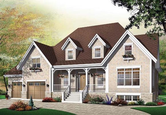 Country, European, Traditional House Plan 65440 with 3 Beds, 3 Baths, 2 Car Garage Elevation