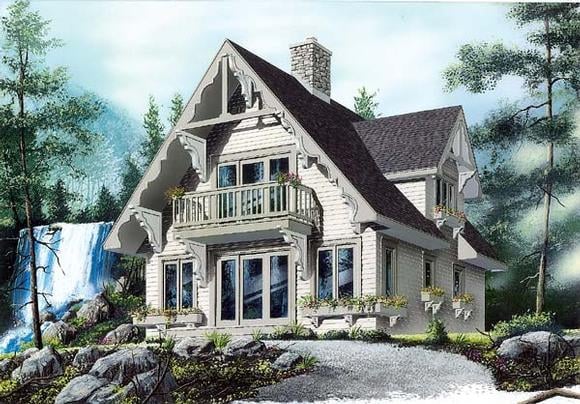Narrow Lot House Plan 65443 with 3 Beds, 2 Baths Elevation