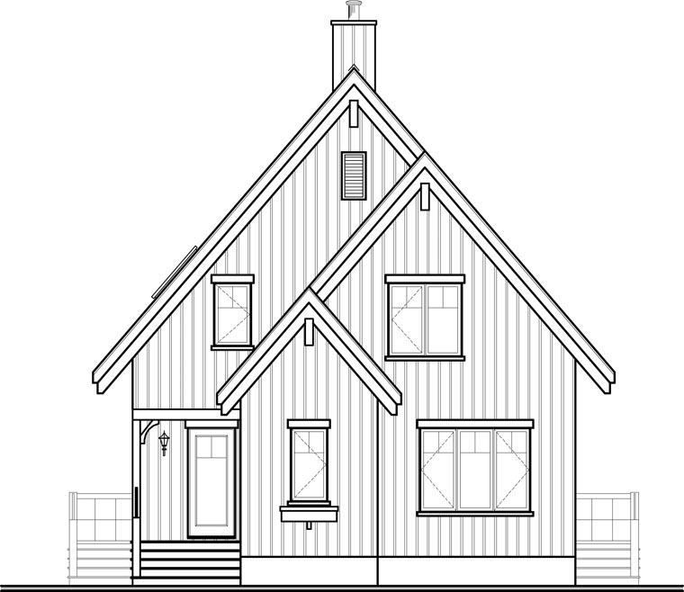 Contemporary, Cottage Plan with 1301 Sq. Ft., 3 Bedrooms, 2 Bathrooms Rear Elevation