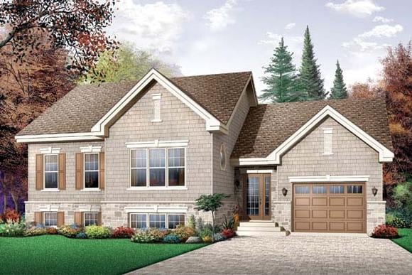Craftsman, Narrow Lot, One-Story, Traditional House Plan 65449 with 2 Beds, 1 Baths, 1 Car Garage Elevation