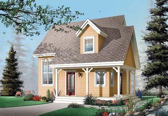 Country, Narrow Lot House Plan 65450 with 2 Beds, 2 Baths Elevation