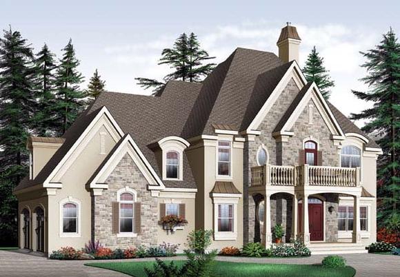 European, Traditional House Plan 65456 with 3 Beds, 3 Baths, 2 Car Garage Elevation