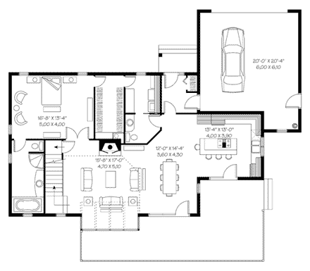 Coastal, Contemporary, Craftsman House Plan 65470 with 3 Beds, 3 Baths, 1 Car Garage First Level Plan