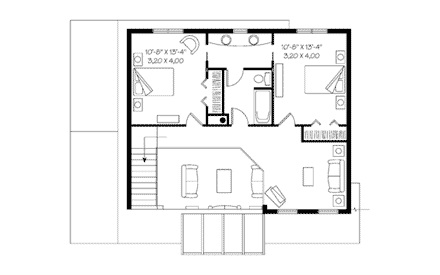 Coastal, Contemporary, Craftsman House Plan 65470 with 3 Beds, 3 Baths, 1 Car Garage Second Level Plan