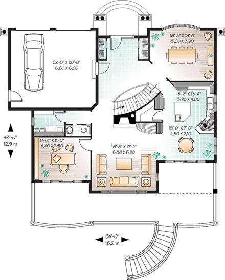 Coastal, Florida, Traditional House Plan 65472 with 4 Beds, 4 Baths, 2 Car Garage First Level Plan