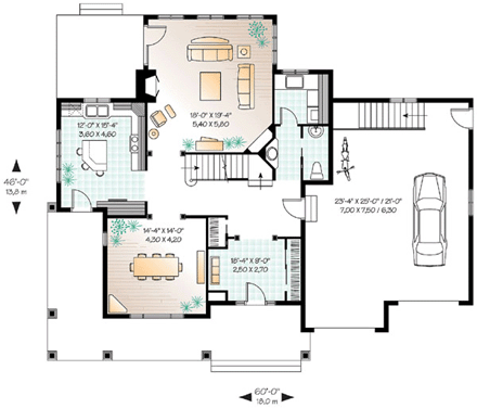 Farmhouse House Plan 65478 with 4 Beds, 3 Baths, 2 Car Garage First Level Plan
