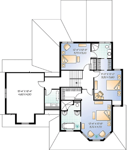 Victorian House Plan 65479 with 3 Beds, 3 Baths, 2 Car Garage Second Level Plan