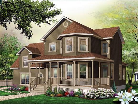 Victorian House Plan 65479 with 3 Beds, 3 Baths, 2 Car Garage Elevation