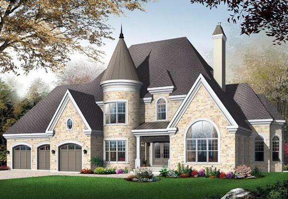 Victorian House Plan 65484 with 3 Beds, 4 Baths, 3 Car Garage Elevation