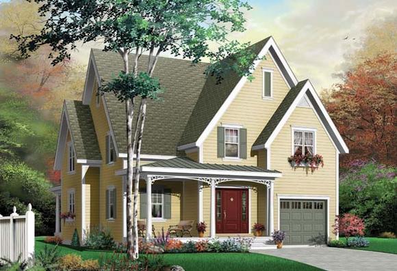 Country, European, Traditional House Plan 65486 with 3 Beds, 2 Baths, 1 Car Garage Elevation