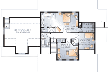 Country, Farmhouse, Traditional House Plan 65501 with 3 Beds, 3 Baths, 2 Car Garage Second Level Plan