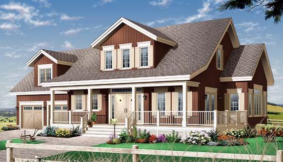 Country, Farmhouse, Traditional House Plan 65501 with 3 Beds, 3 Baths, 2 Car Garage Elevation
