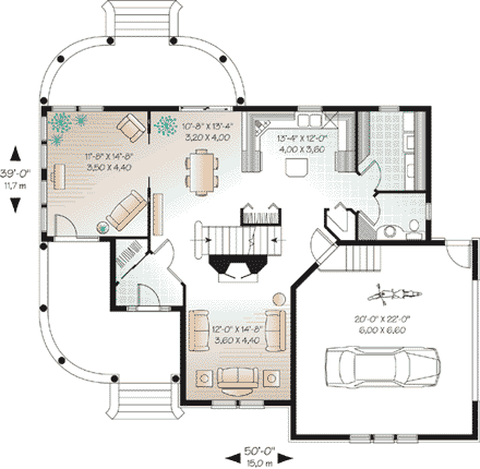 Country, Traditional House Plan 65512 with 4 Beds, 3 Baths, 2 Car Garage First Level Plan