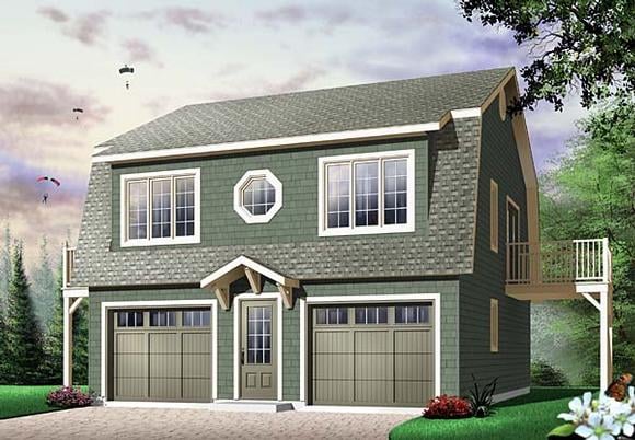 Country, Farmhouse, Ranch 2 Car Garage Apartment Plan 65516 with 2 Beds, 1 Baths Elevation