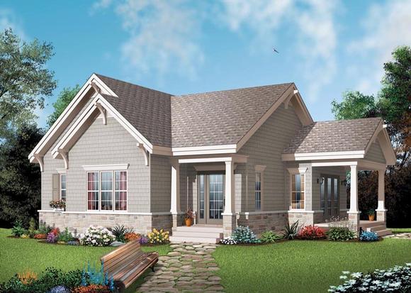 Bungalow, Country, Craftsman House Plan 65524 with 1 Beds, 1 Baths Elevation