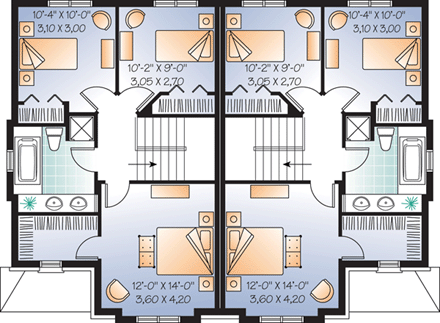 European Multi-Family Plan 65532 with 6 Beds, 4 Baths Second Level Plan