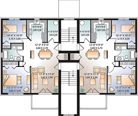 Contemporary Multi-Family Plan 65533 with 12 Beds, 6 Baths Second Level Plan