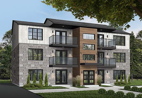 Contemporary Multi-Family Plan 65533 with 12 Beds, 6 Baths Elevation