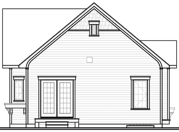 Bungalow House Plan 65536 with 2 Beds, 1 Baths Rear Elevation