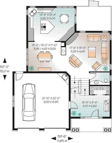 Craftsman House Plan 65549 with 3 Beds, 3 Baths, 2 Car Garage First Level Plan