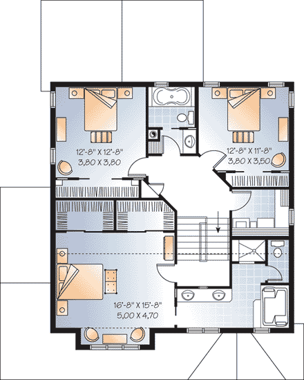 Craftsman House Plan 65549 with 3 Beds, 3 Baths, 2 Car Garage Second Level Plan