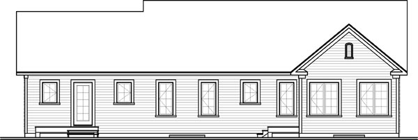 Multi-Family Plan 65574 with 3 Beds, 2 Baths Rear Elevation