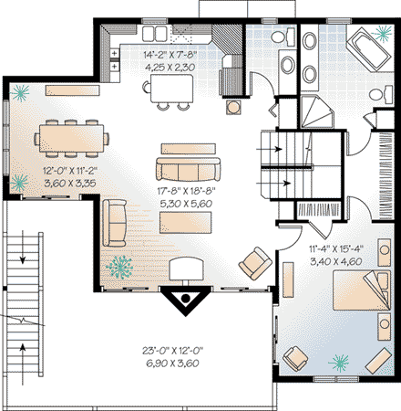 Coastal House Plan 65578 with 5 Beds, 4 Baths Second Level Plan