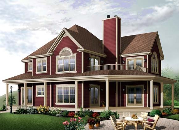 Country, Farmhouse, Traditional House Plan 65581 with 4 Beds, 3 Baths, 2 Car Garage Elevation
