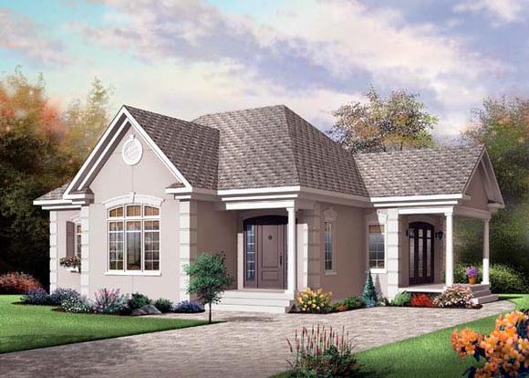 Bungalow, Country House Plan 65584 with 1 Beds, 1 Baths Elevation