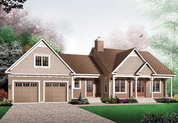 Country, Ranch, Traditional House Plan 65598 with 2 Beds, 1 Baths, 2 Car Garage Elevation