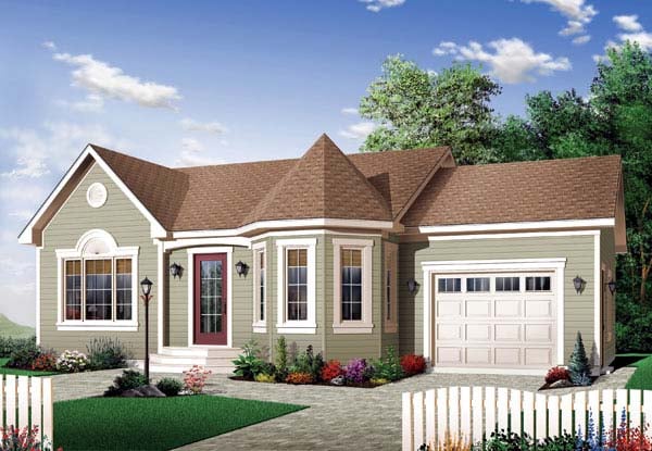 Bungalow, Country, Victorian House Plan 65599 with 2 Beds, 1 Baths, 1 Car Garage Elevation