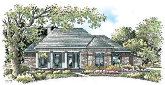 Colonial House Plan 65605 with 3 Beds, 3 Baths, 2 Car Garage Elevation