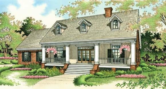 Colonial, Country, Southern House Plan 65622 with 3 Beds, 2 Baths, 2 Car Garage Elevation