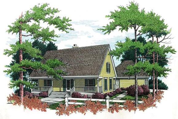 Cape Cod, Country House Plan 65631 with 3 Beds, 2 Baths, 2 Car Garage Elevation