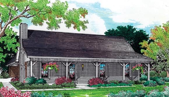 Cabin, Ranch House Plan 65638 with 3 Beds, 2 Baths, 2 Car Garage Elevation