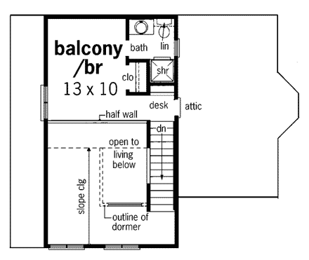 Bungalow, Contemporary, Country House Plan 65639 with 2 Beds, 2 Baths Second Level Plan